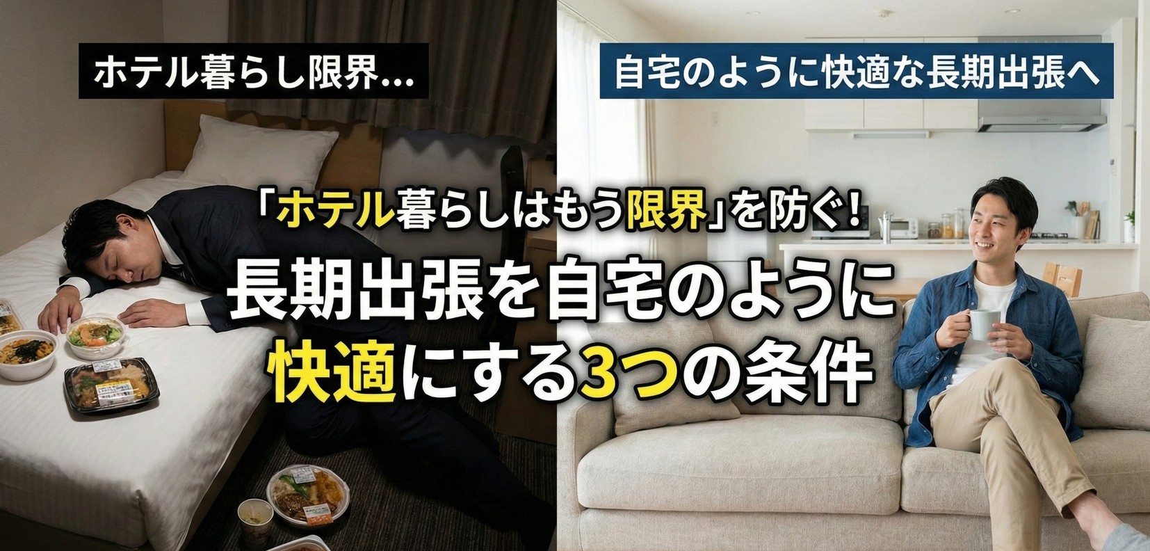 「ホテル暮らしはもう限界」を防ぐ！長期出張を自宅のように快適にする3つの条件