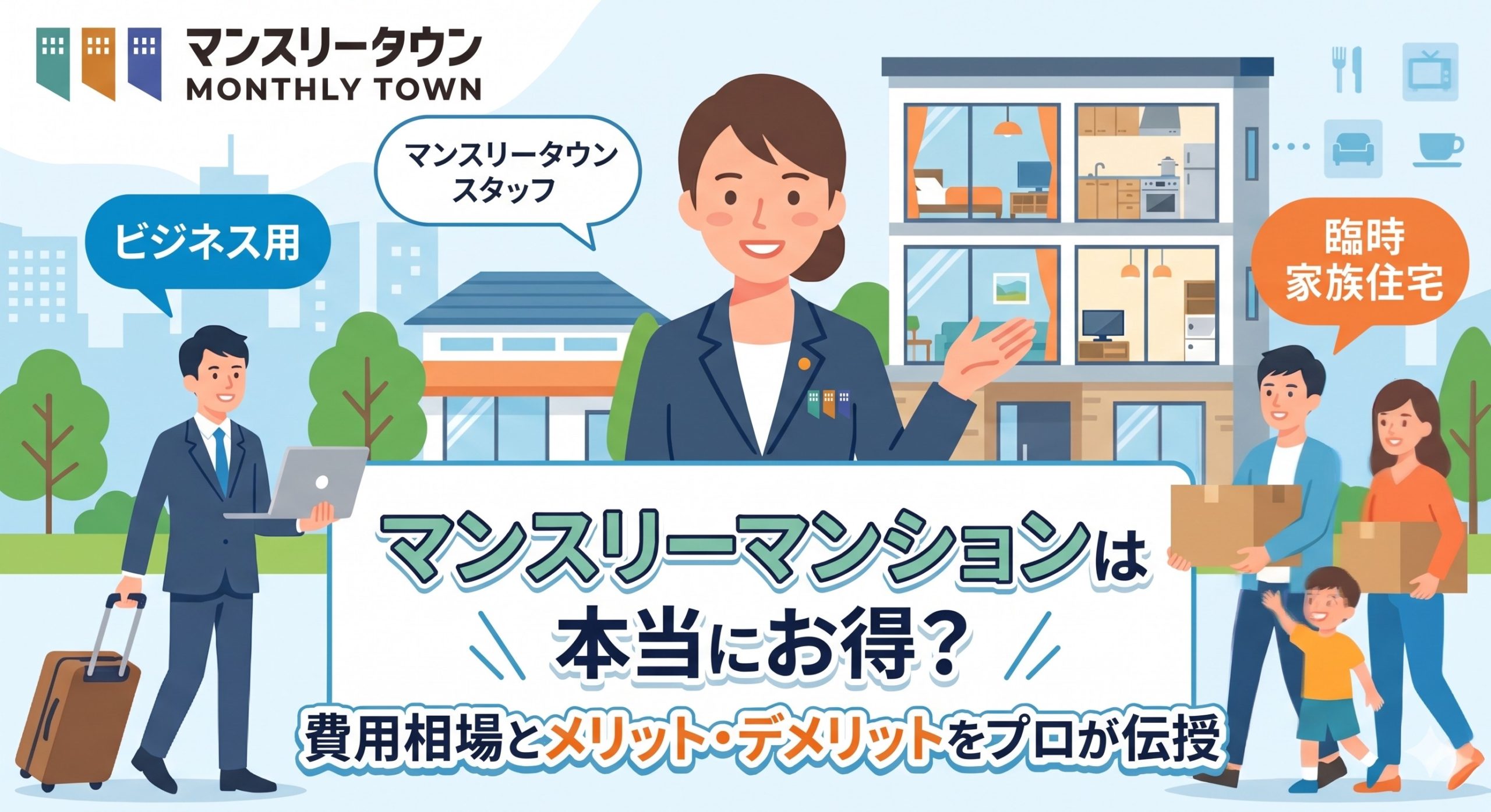 マンスリーマンションは本当にお得？費用相場とメリット・デメリットをプロが伝授